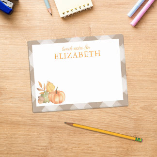 Personalised Fall Pumpkins Kids Lunch Post-it Notes