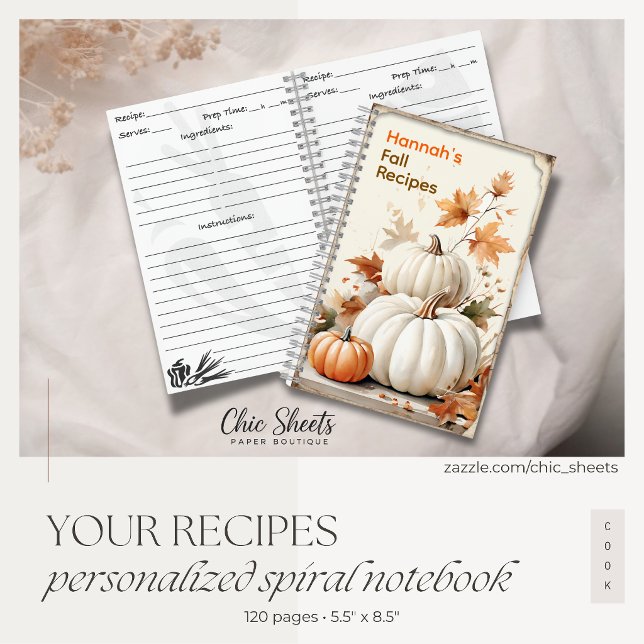 Personalised Fall Recipes Spiral Notebook (Creator Uploaded)