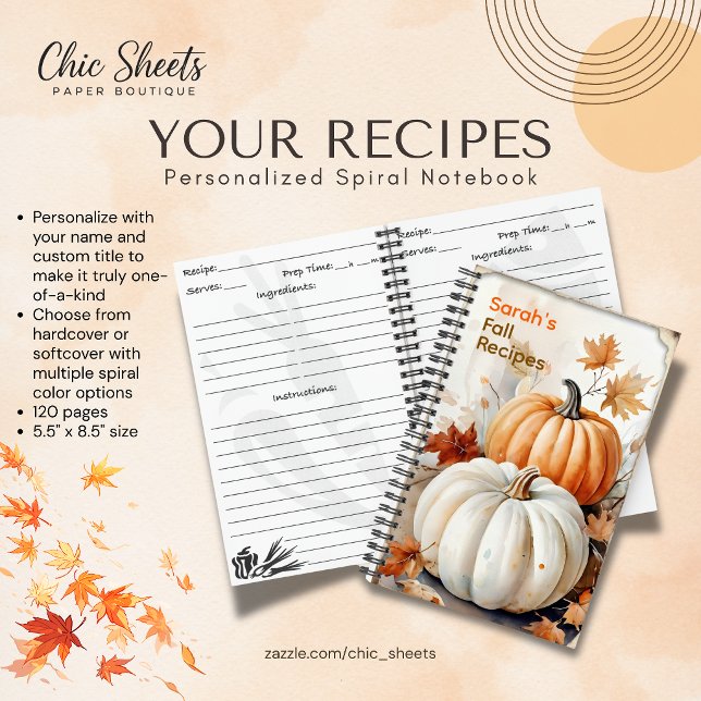 Personalised Fall Recipes Spiral Notebook (Creator Uploaded)