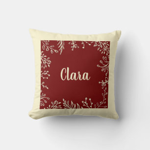 Personalised Fall Red Botanical Name Cushion