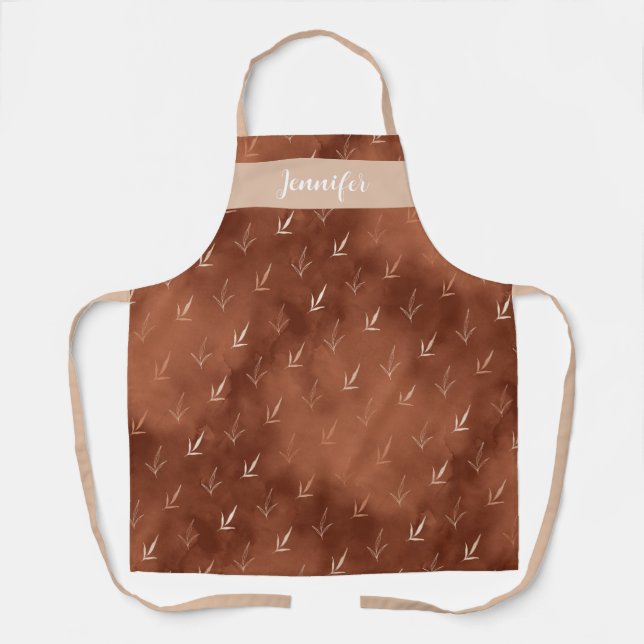 Personalised Fall Smock of Brown Wheat Bread Baker Apron (Front)