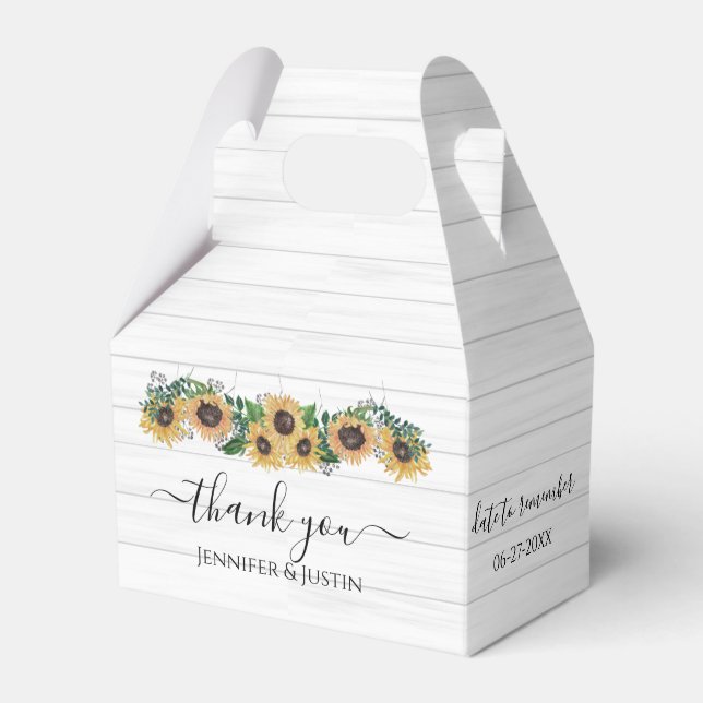 Personalised Fall Sunflower Wedding  Favour Box (Front Side)