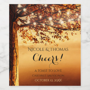 Personalised Fall Wedding Wine Label