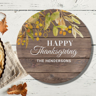 Personalised Fall Wood Happy Thanksgiving  Napkins Paper Plate
