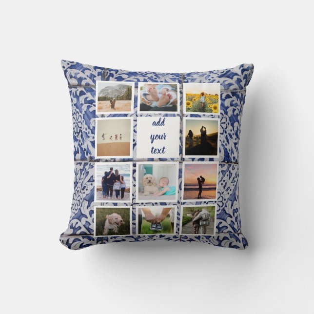 Personalised Family 11 Photo Custom Collage Cushion (Front)