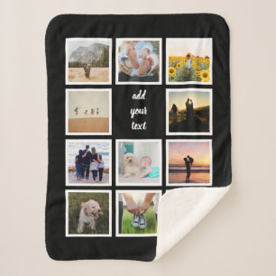 Personalised Family 11 Photo Custom Collage Sherpa Blanket