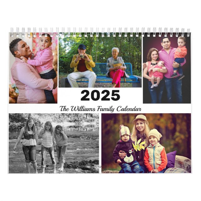 Personalised Family 17 Photo Collage Template 2025 Calendar (Cover)