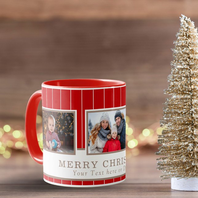 Personalised Family 3 Photo Collage Christmas  Mug (Creator Uploaded)