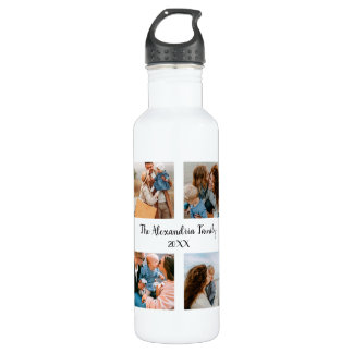 Personalised family 4 photo collage template 710 ml water bottle
