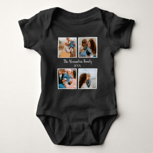 Personalised family 4 photo collage template baby bodysuit