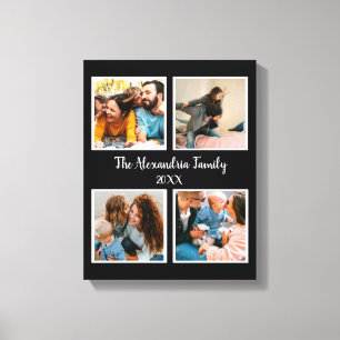 Personalised family 4 photo collage template canvas print
