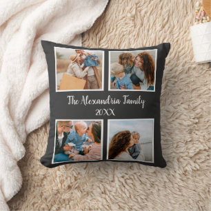 Personalised family 4 photo collage template cushion