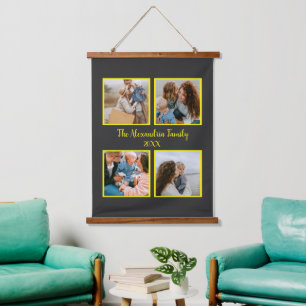 Personalised family 4 photo collage template hanging tapestry