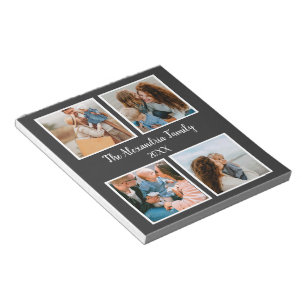 Personalised family 4 photo collage template notepad
