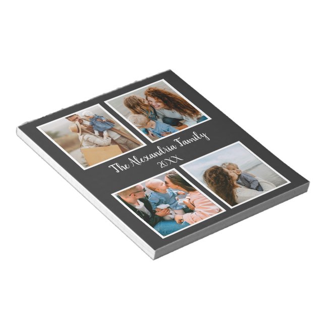 Personalised family 4 photo collage template notepad (Angled)