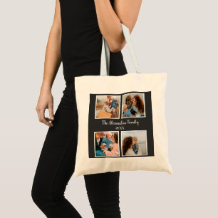 Personalised family 4 photo collage template tote bag