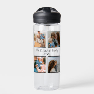Personalised family 4 photo collage template water bottle