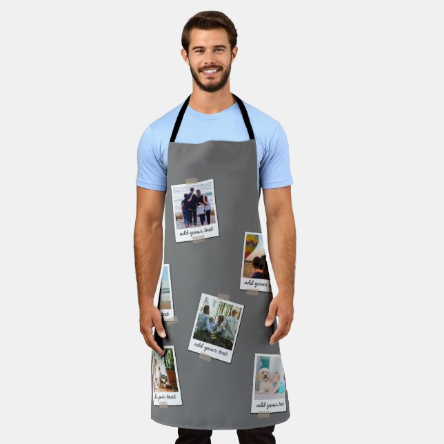 Personalised Family 6 Photo Custom Collage Apron (Worn)