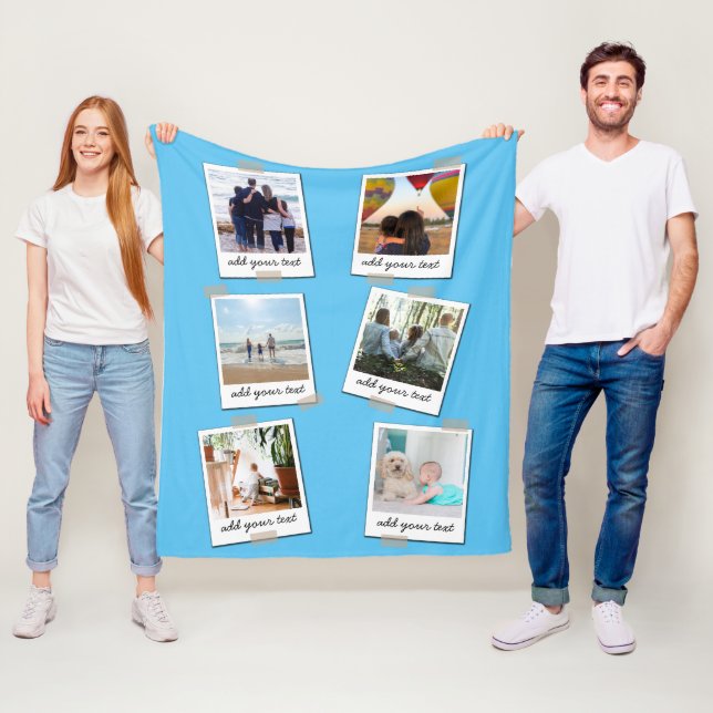 Personalised Family 6 Photo Custom Collage Fleece Blanket (In Situ)