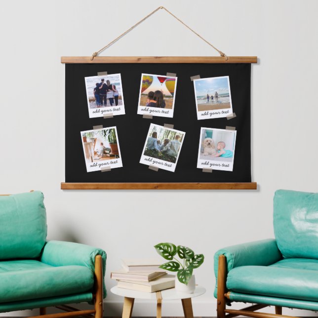 Personalised Family 6 Photo Custom Collage  Hanging Tapestry (Living Room)