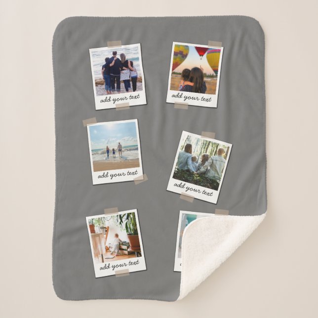 Personalised Family 6 Photo Custom Collage Sherpa Blanket (Front)