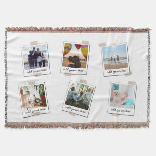 Personalised Family 6 Photo Custom Collage Throw Blanket