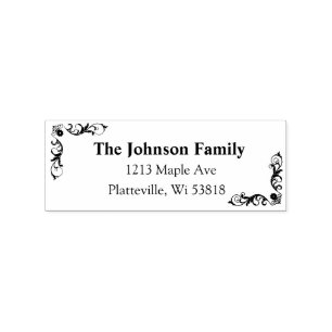 Personalised Family Address Corner Brackets Rubber Stamp
