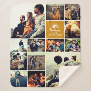 Personalised "Family Adventures" Photo Collage Sherpa Blanket