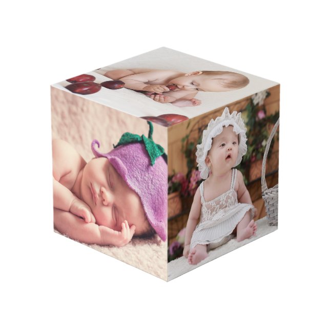 Personalised Family Baby Or Kids 4" Photo Cube (Front Angled)