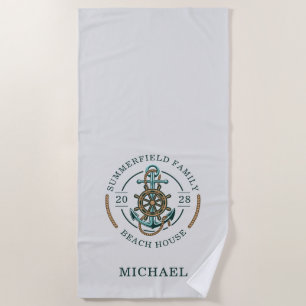 Personalised Family Beach House Matching Beach Towel