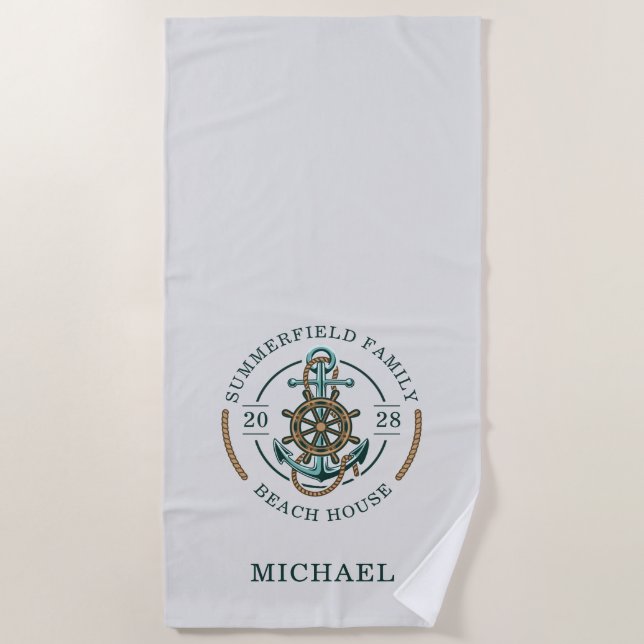Personalised Family Beach House Matching Beach Towel (Front)