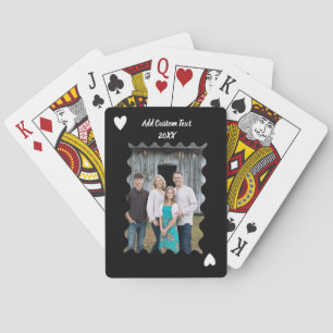 Personalised Family Black heart Photo Poker Cards