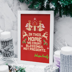 Personalised Family Blessings Christmas Sign