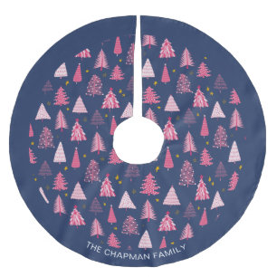Personalised Family Blue & Pink Christmas Tree Brushed Polyester Tree Skirt