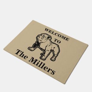 Personalised Family Bulldog Welcome Doormat Mat