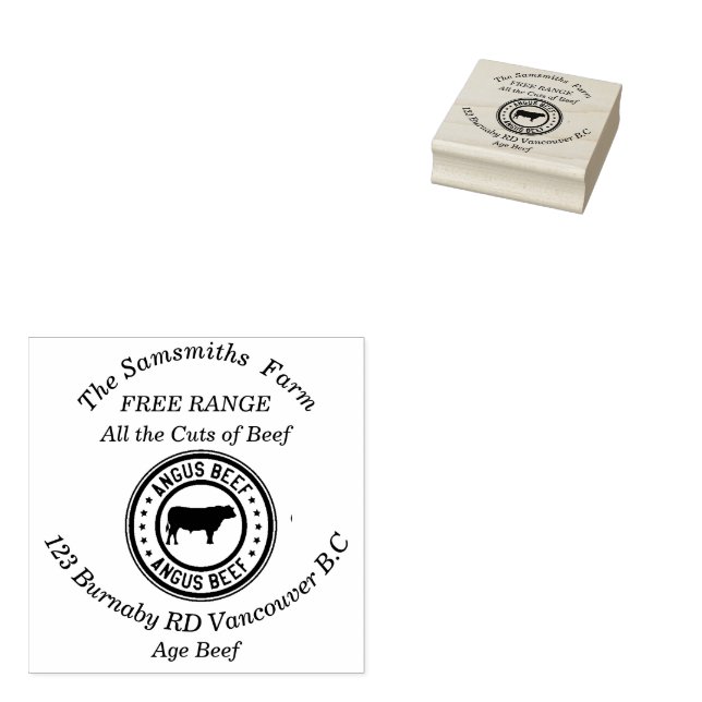 Personalised Family Business Angus Beef Farm Rubber Stamp (Stamped)