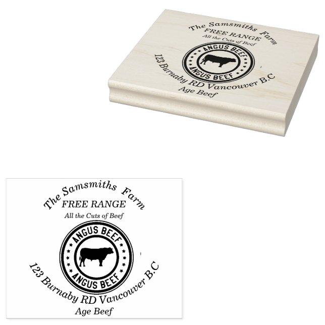 Personalised Family Business Angus Beef Farm  Rubber Stamp (Stamped)