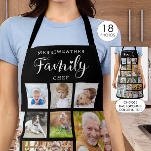 Personalised FAMILY CHEF 18 Photo Collage Black Apron