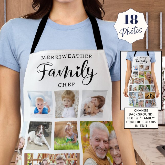 Personalised FAMILY CHEF 18 Photo Collage Custom Apron (Creator Uploaded)