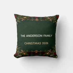 Personalised Family Christmas 2026 Cosy Tartan Cushion