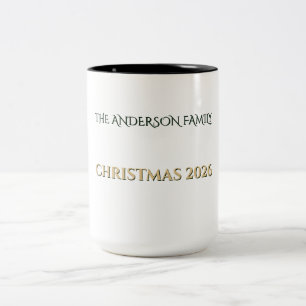 Personalised Family Christmas 2026 Emerald Gold Two-Tone Coffee Mug