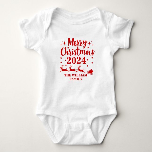 Personalised Family Christmas   Baby Bodysuit (Front)