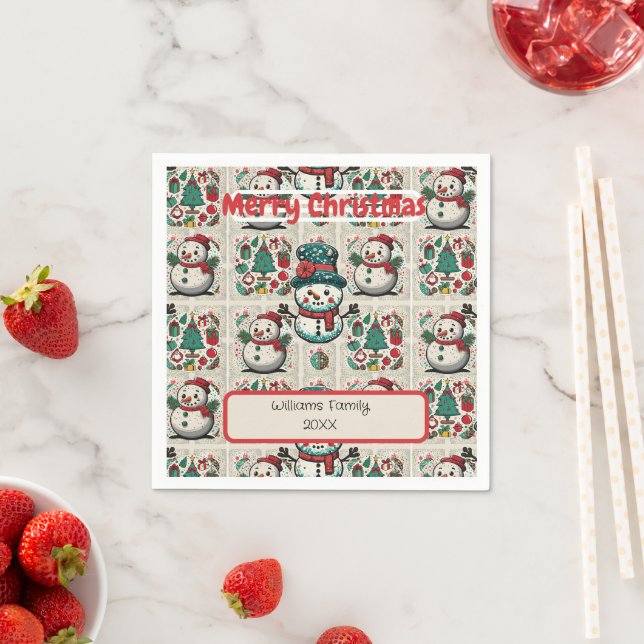 Personalised Family Christmas Celebration Placemat Napkin (Insitu)