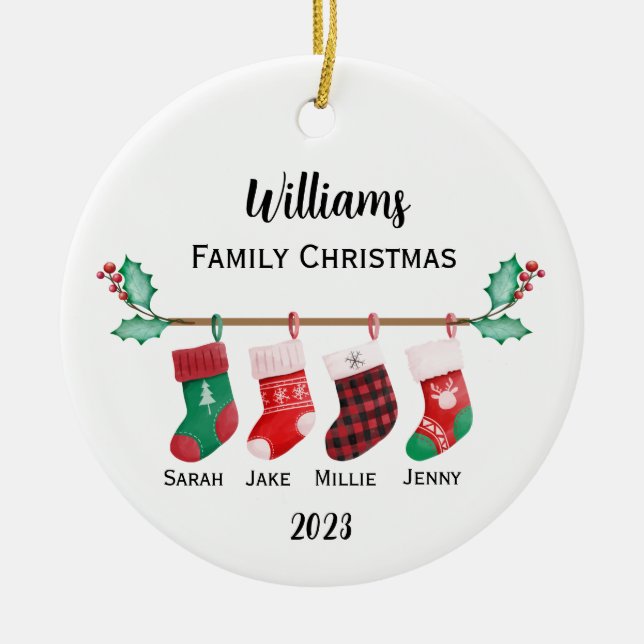 Personalised Family Christmas Ceramic Ornament (Front)