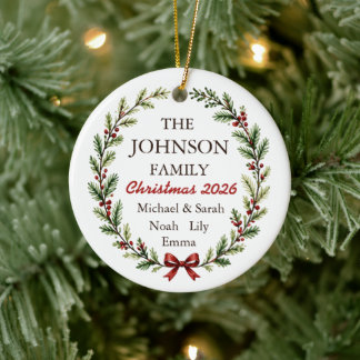 Personalised Family Christmas Ceramic Ornament