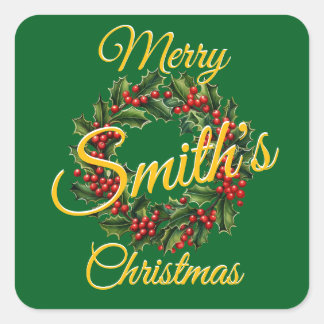  Personalised Family Christmas Garland Square Sticker
