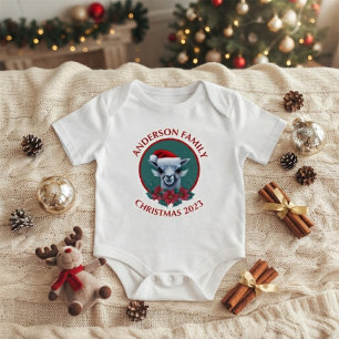 Personalised Family Christmas Llama Design Baby Bodysuit