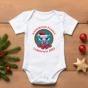 Personalised Family Christmas Llama Design Baby Bodysuit
