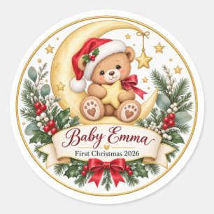 Personalised Family Christmas Ornament 2026 Cust Classic Round Sticker