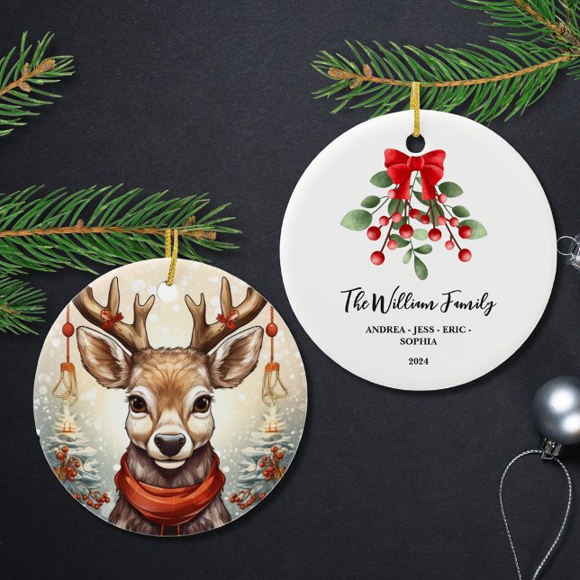 Personalised Family Christmas Ornament, 2-Sided Ceramic Ornament (Creator Uploaded)